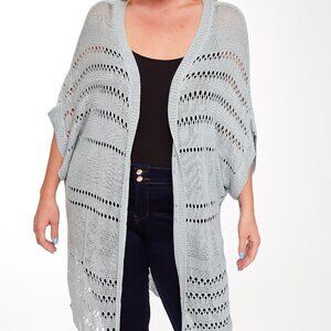 Oversized Light Open Knit Cardigan - Sage Blue